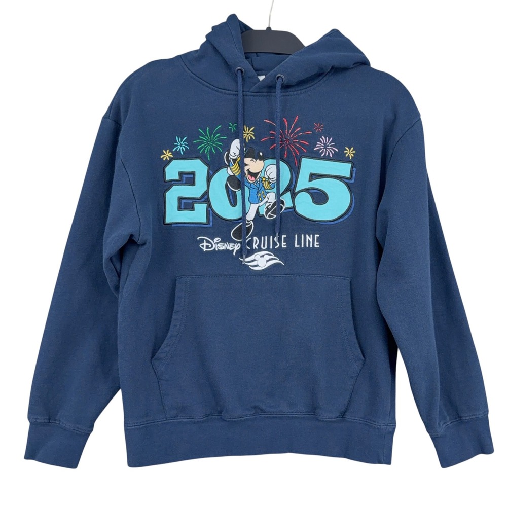 Disney Cruise Line 2025 Mickey Mouse Hoodie XS Cotton Polyester Navy Blue